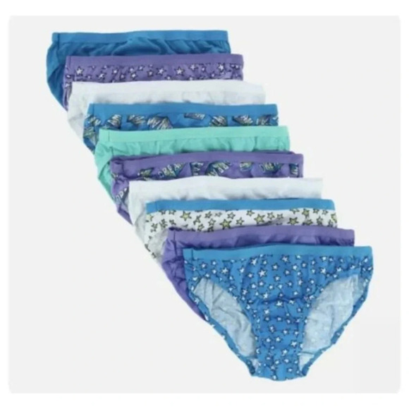 Fruit of the Loom Girl's Size 4 Assorted Cotton Bikini Underwear 10 Pack - Picture 2 of 5